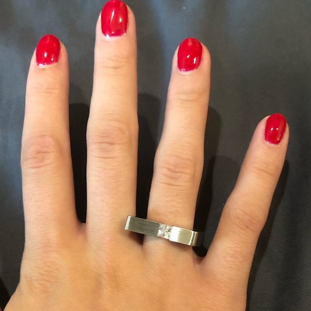 Stainless Steel and Swarovski crystal Size 5 ring
